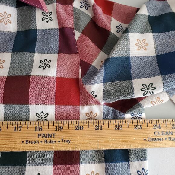 90s Women Plaid Button Shirt Shacket XLP Prairie Country Flower Boxy Natural NEW - Picture 6 of 8